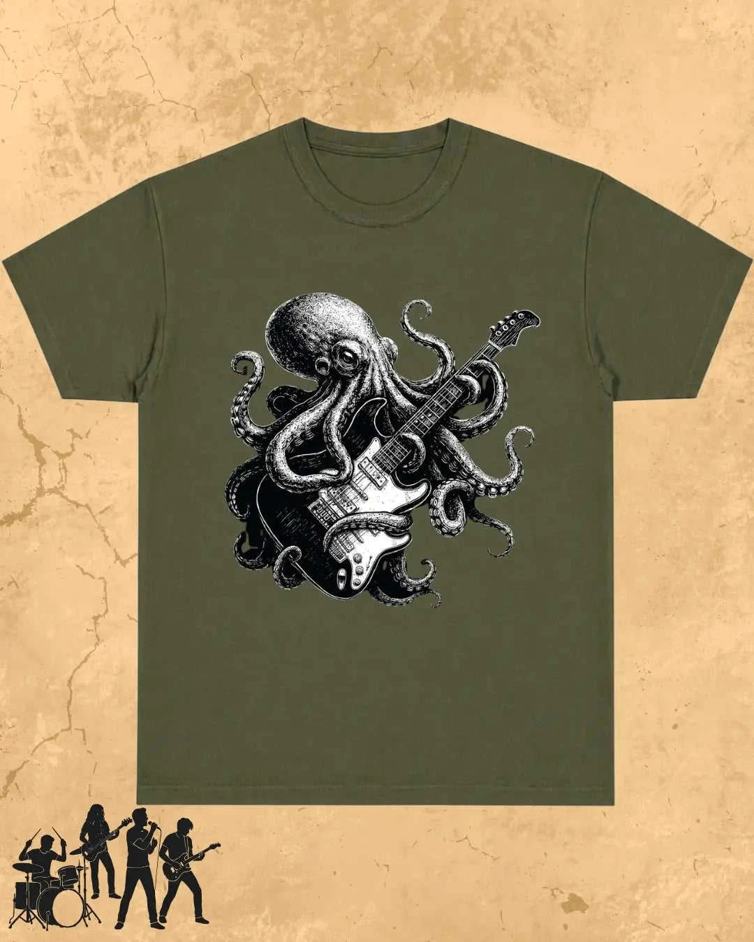 Octopus Guitar Rock Cotton Tshirt Swiftsoul