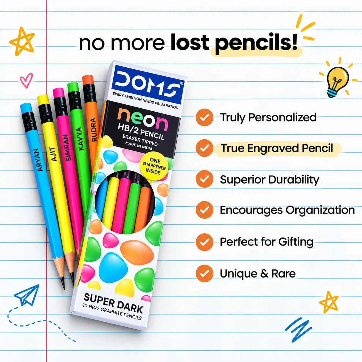 Personalised Neon Pencils with Names Swiftsoul