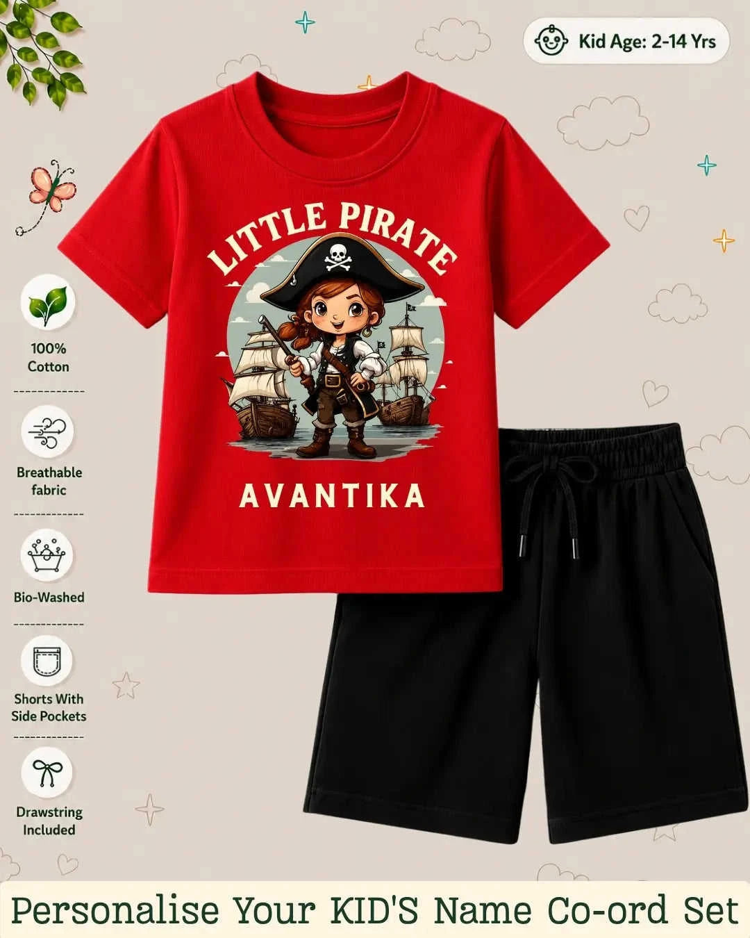 Pirates & Karate Theme Kid Co-ord Set Swiftsoul