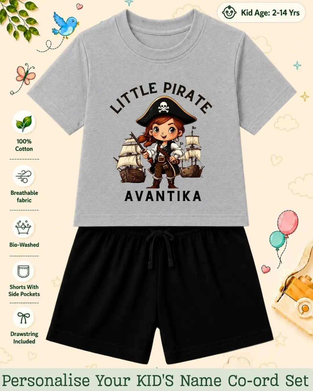 Pirates & Karate Theme Kid Co-ord Set Swiftsoul