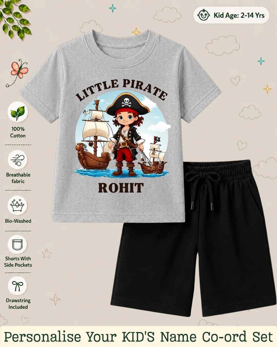 Pirates & Karate Theme Kid Co-ord Set Swiftsoul