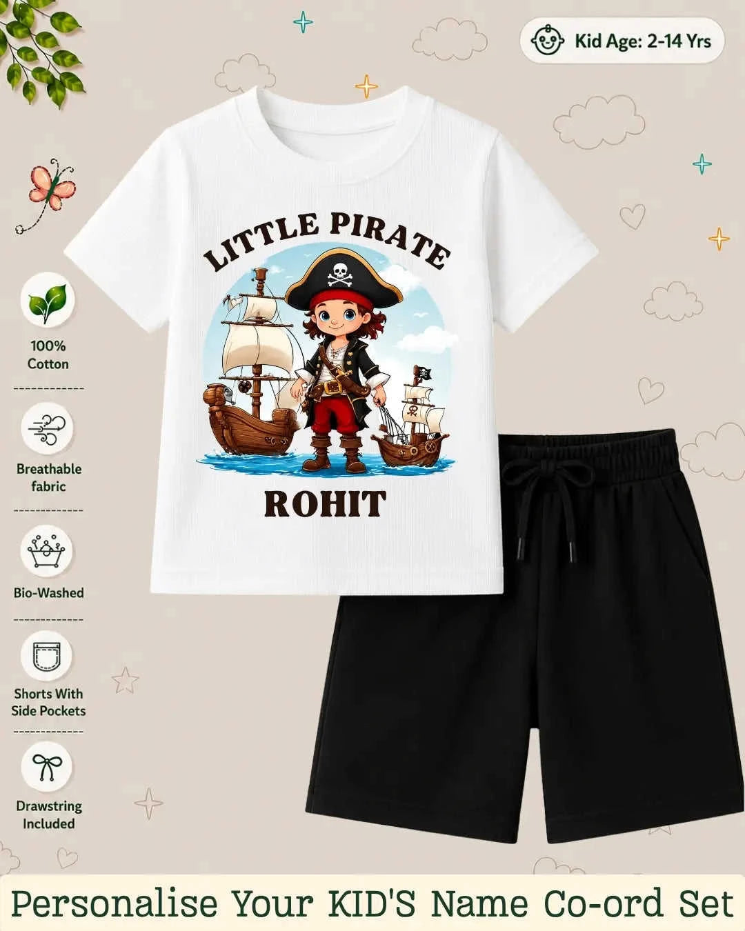 Pirates & Karate Theme Kid Co-ord Set Swiftsoul