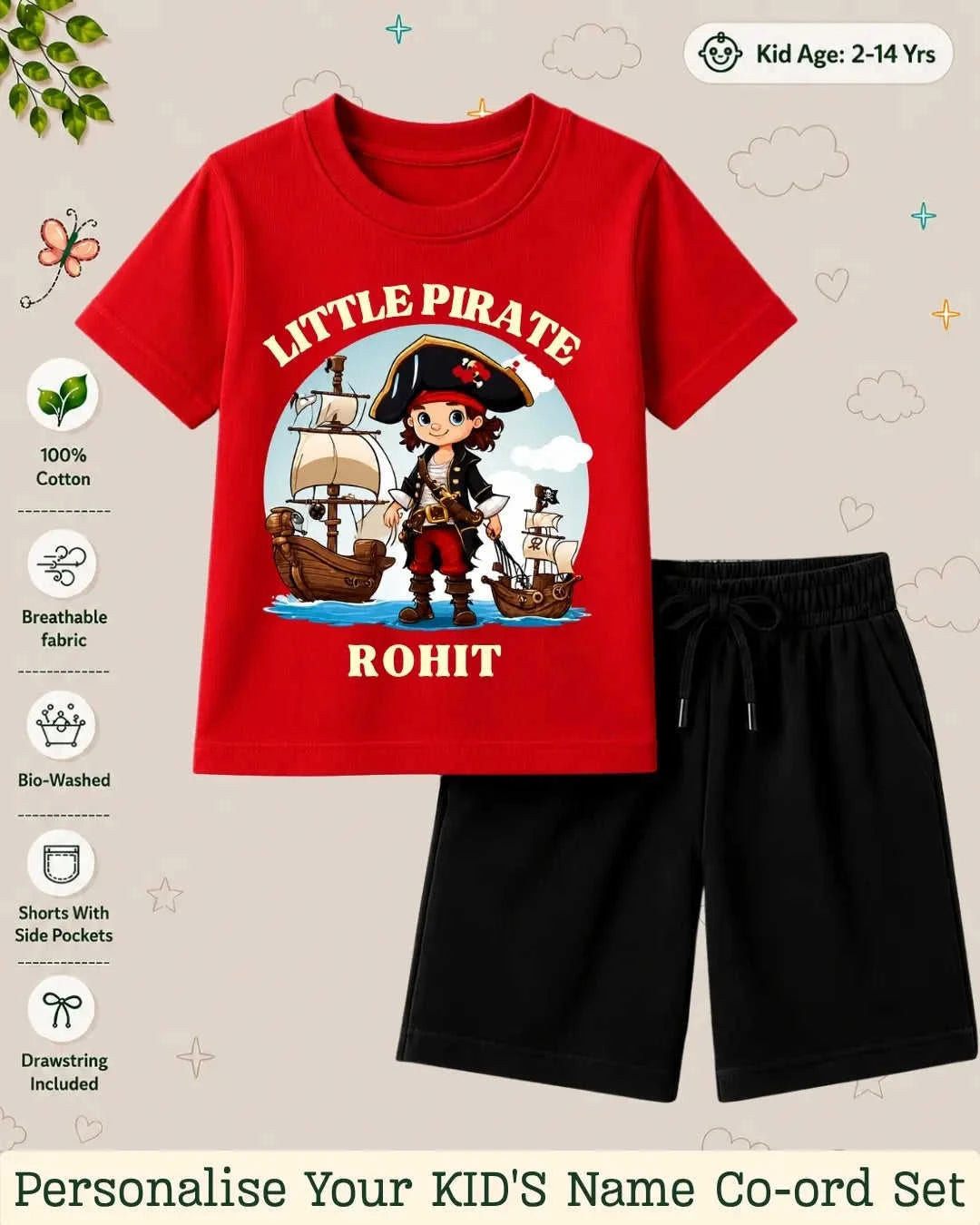 Pirates & Karate Theme Kid Co-ord Set Swiftsoul