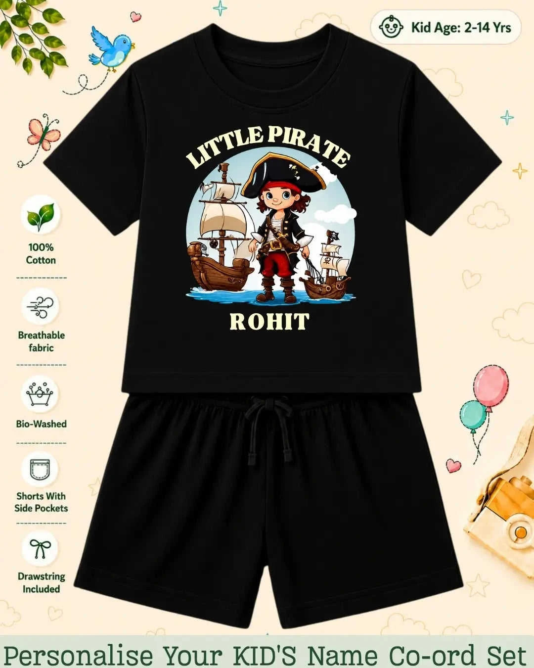 Pirates & Karate Theme Kid Co-ord Set Swiftsoul