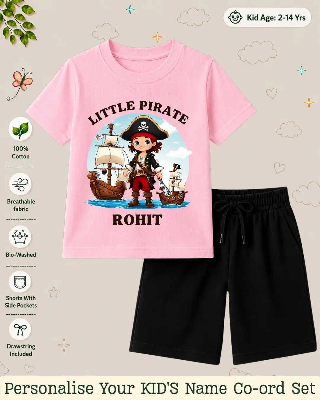 Pirates & Karate Theme Kid Co-ord Set Swiftsoul