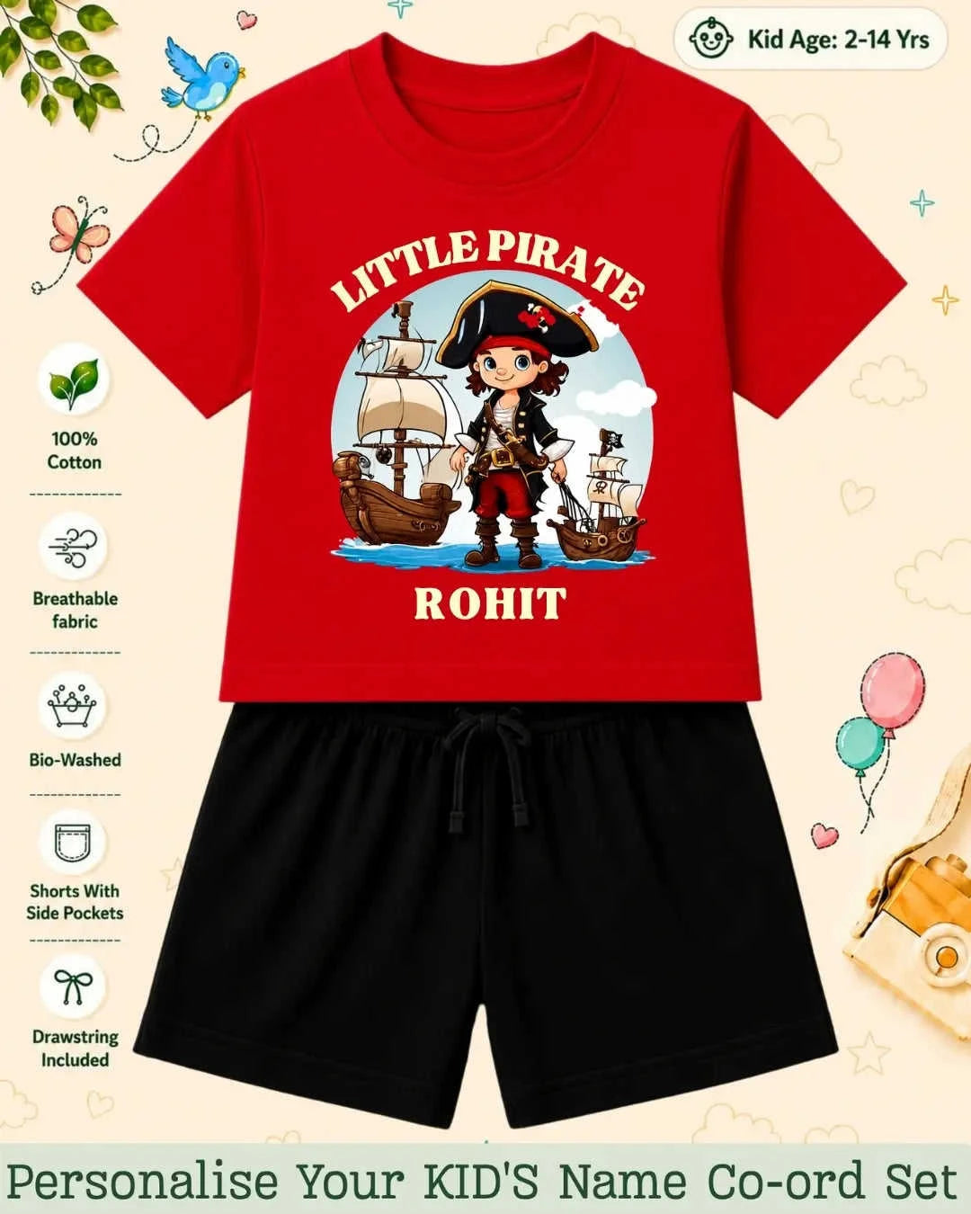 Pirates & Karate Theme Kid Co-ord Set Swiftsoul