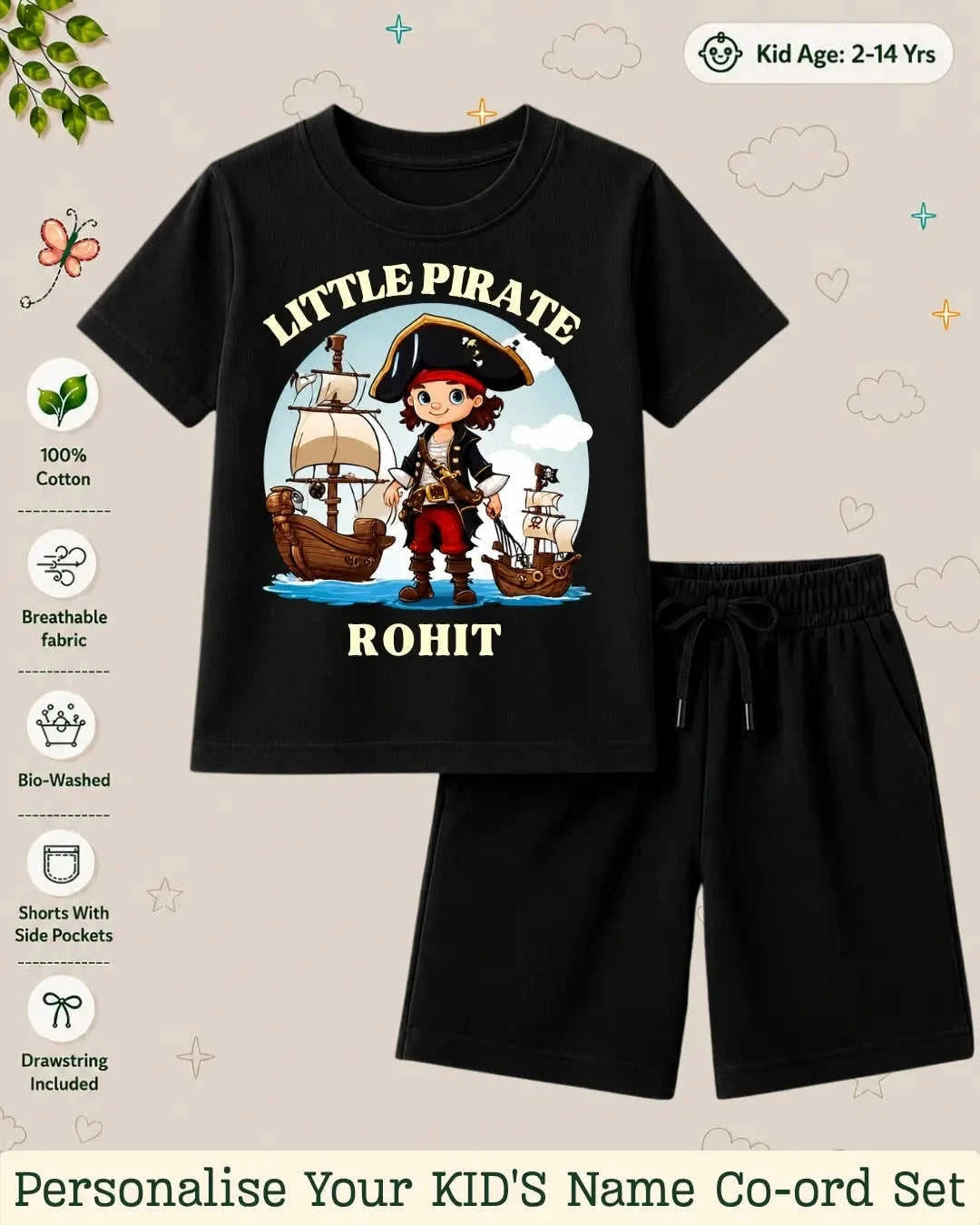 Pirates & Karate Theme Kid Co-ord Set Swiftsoul