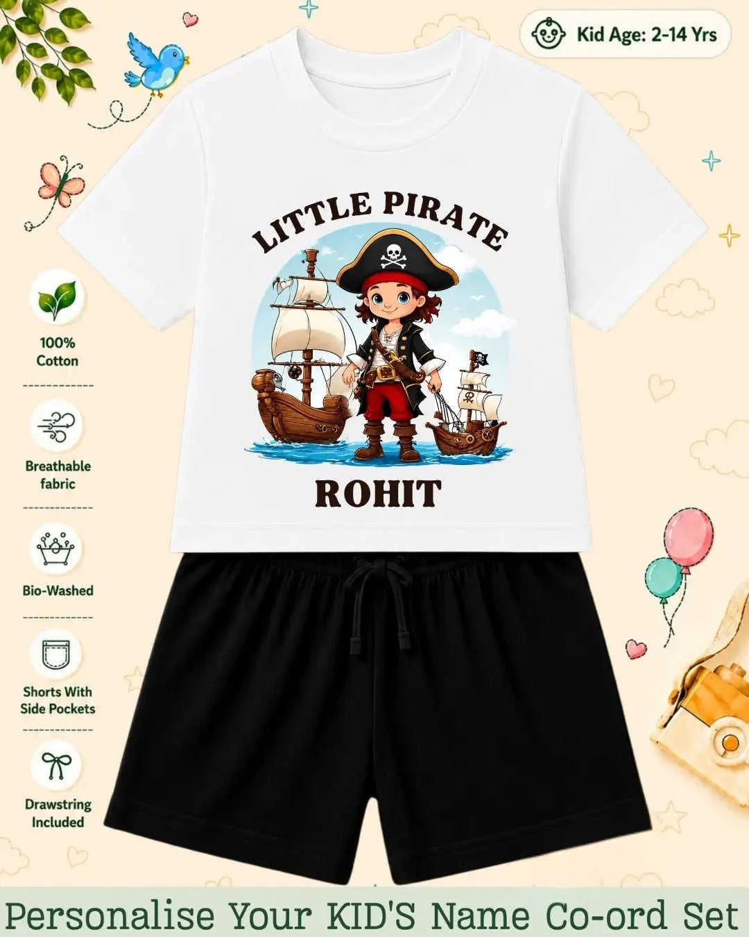 Pirates & Karate Theme Kid Co-ord Set Swiftsoul
