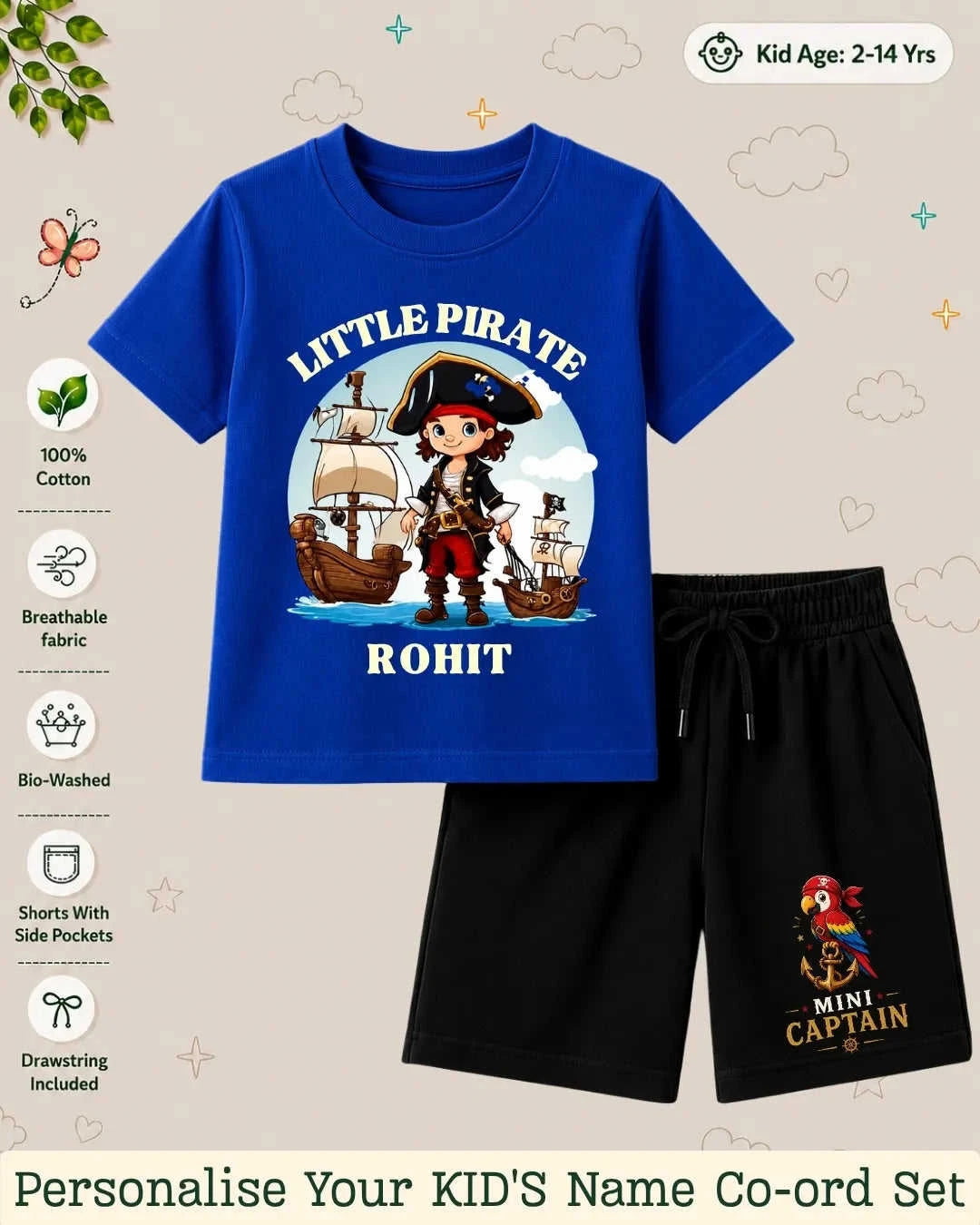 Pirates & Karate Theme Kid's Co-ord Set Swiftsoul
