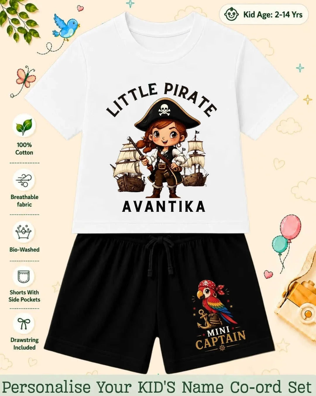 Pirates & Karate Theme Kid's Co-ord Set Swiftsoul