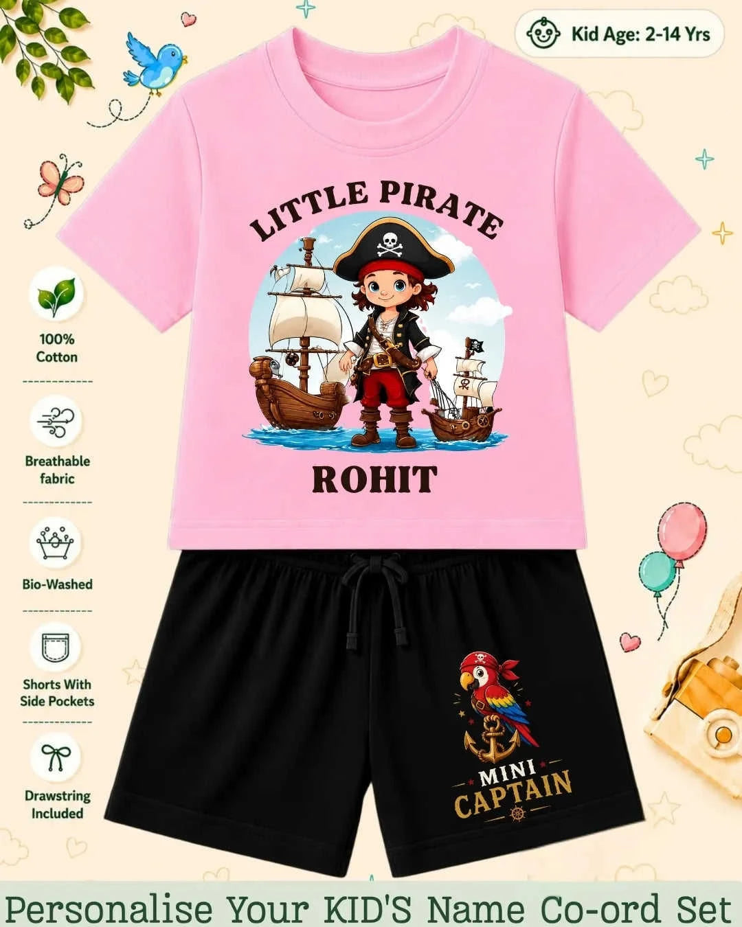 Pirates & Karate Theme Kid's Co-ord Set Swiftsoul