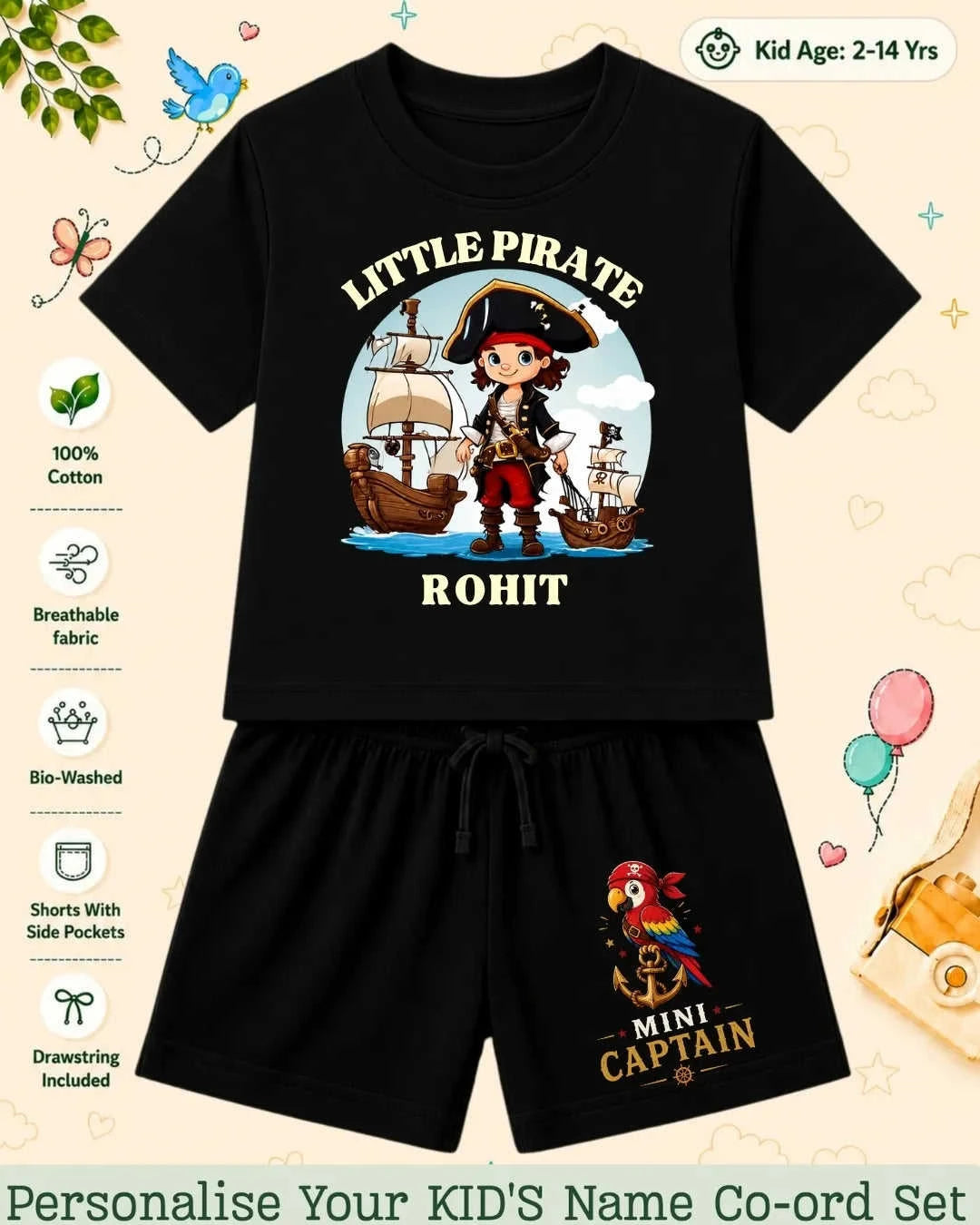 Pirates & Karate Theme Kid's Co-ord Set Swiftsoul