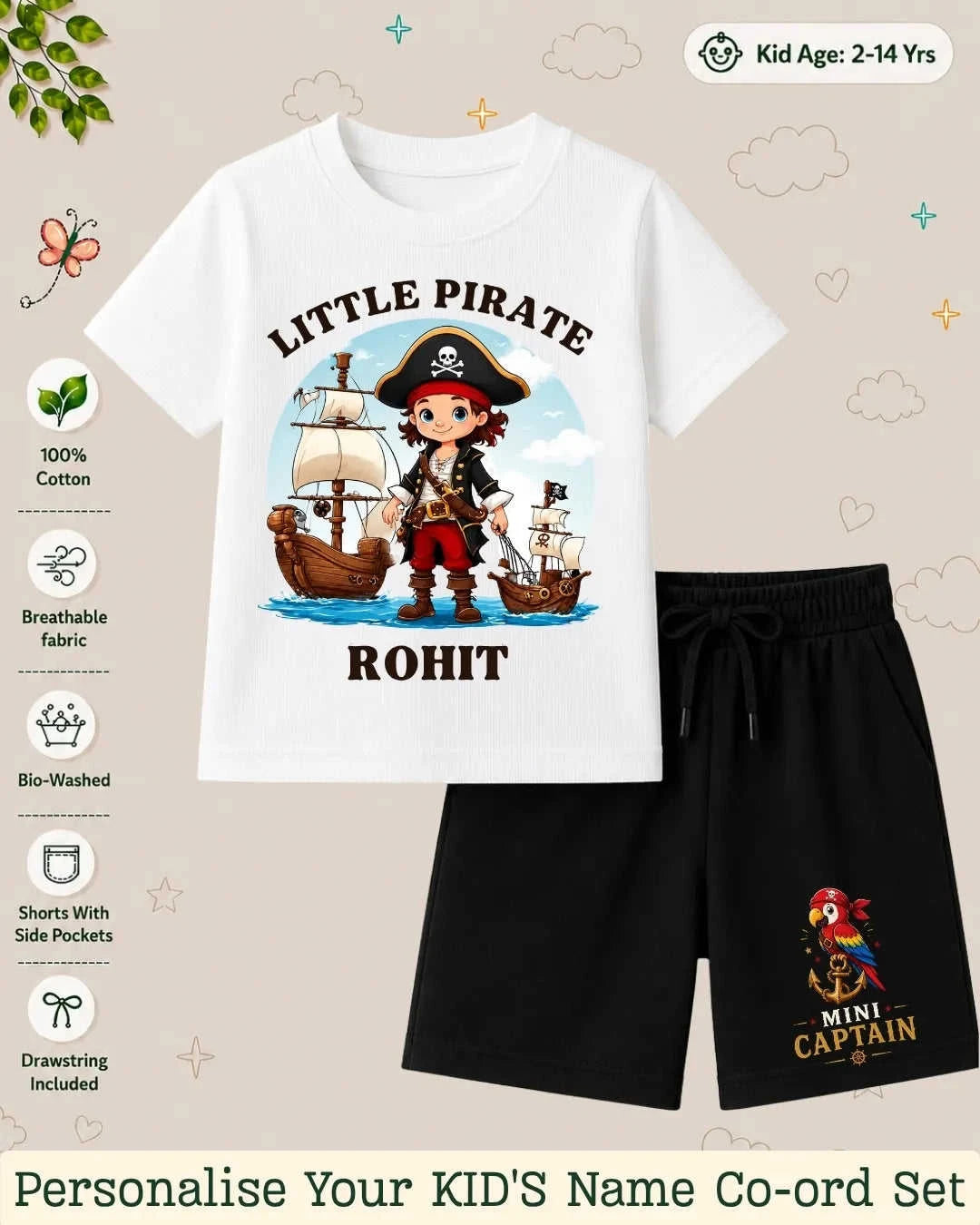 Pirates & Karate Theme Kid's Co-ord Set Swiftsoul