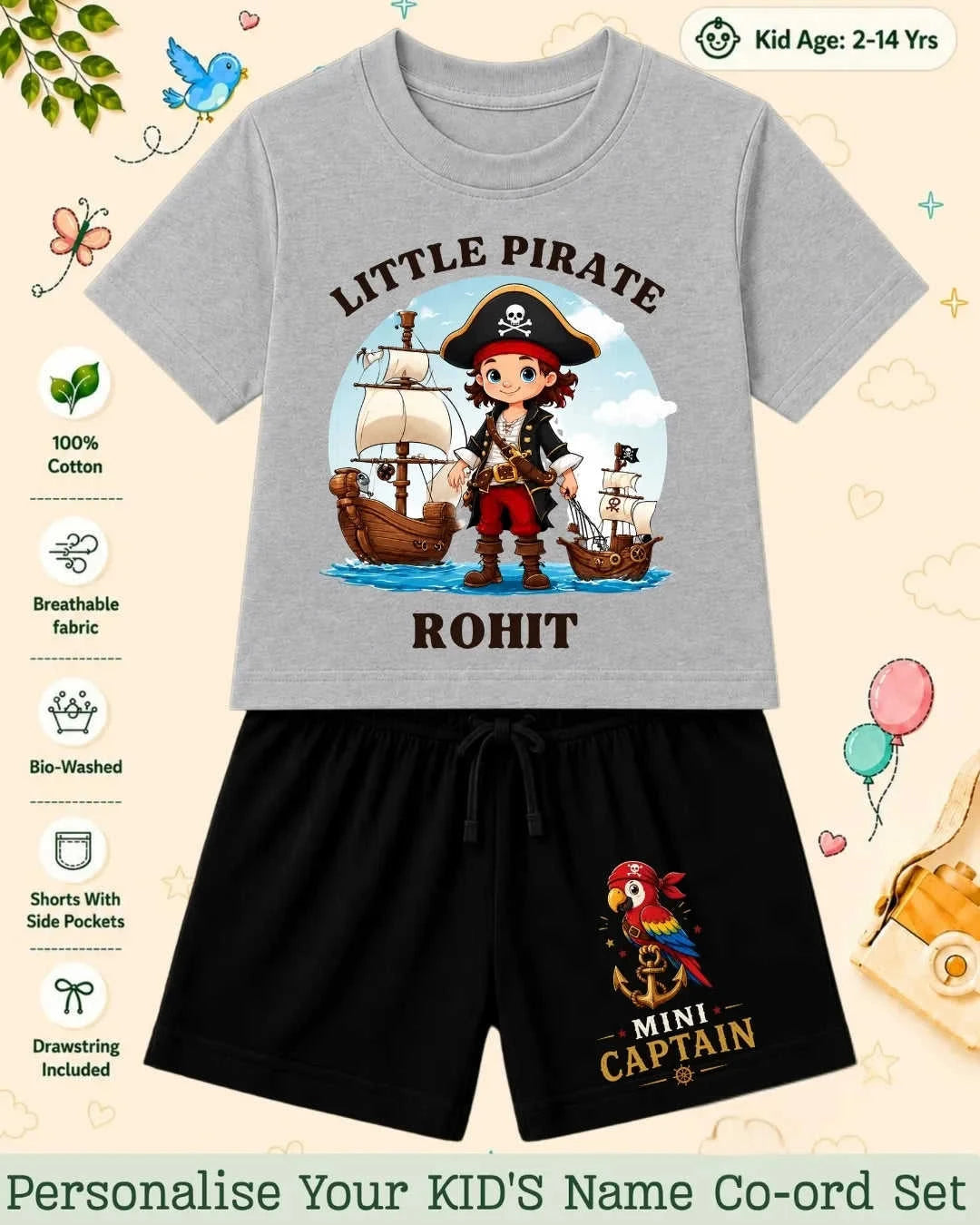 Pirates & Karate Theme Kid's Co-ord Set Swiftsoul