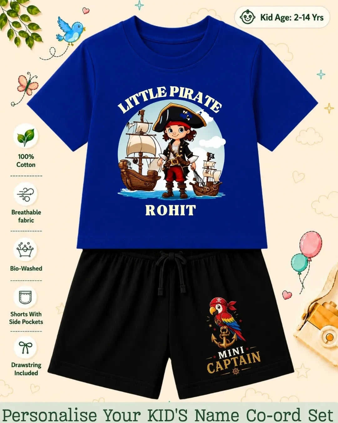 Pirates & Karate Theme Kid's Co-ord Set Swiftsoul