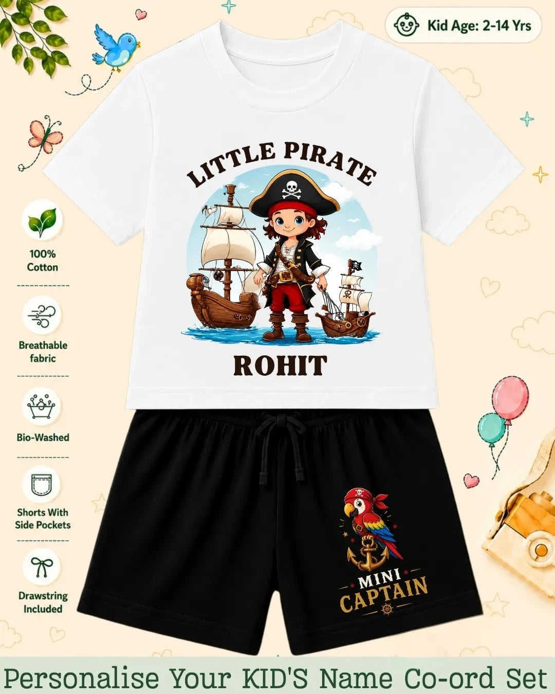 Pirates & Karate Theme Kid's Co-ord Set Swiftsoul