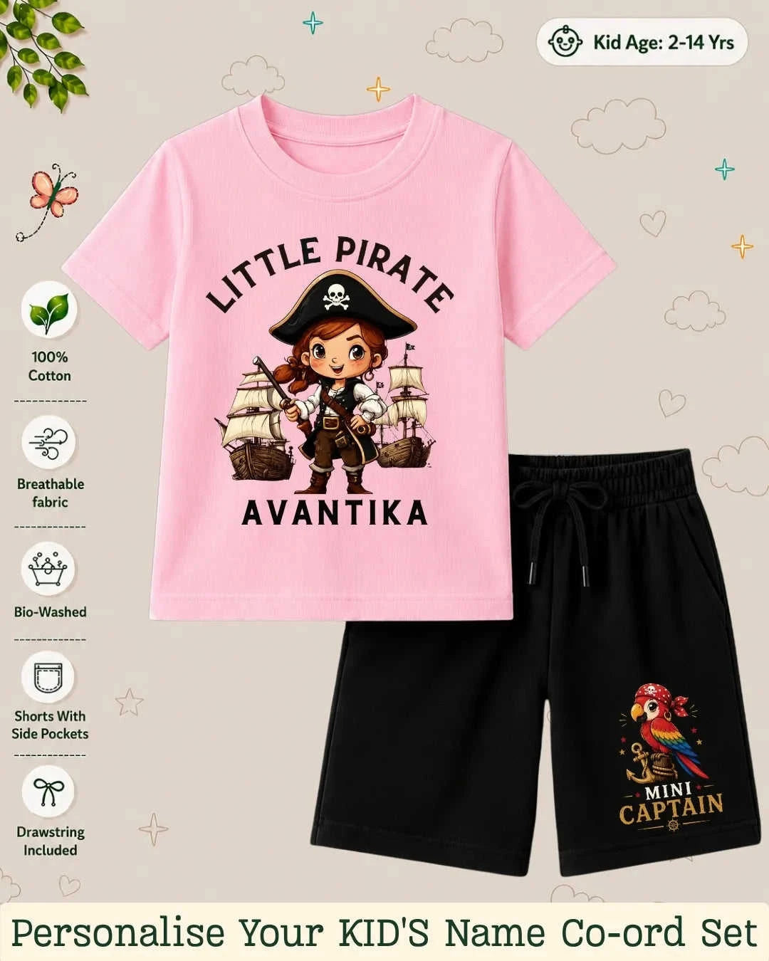 Pirates & Karate Theme Kid's Co-ord Set Swiftsoul