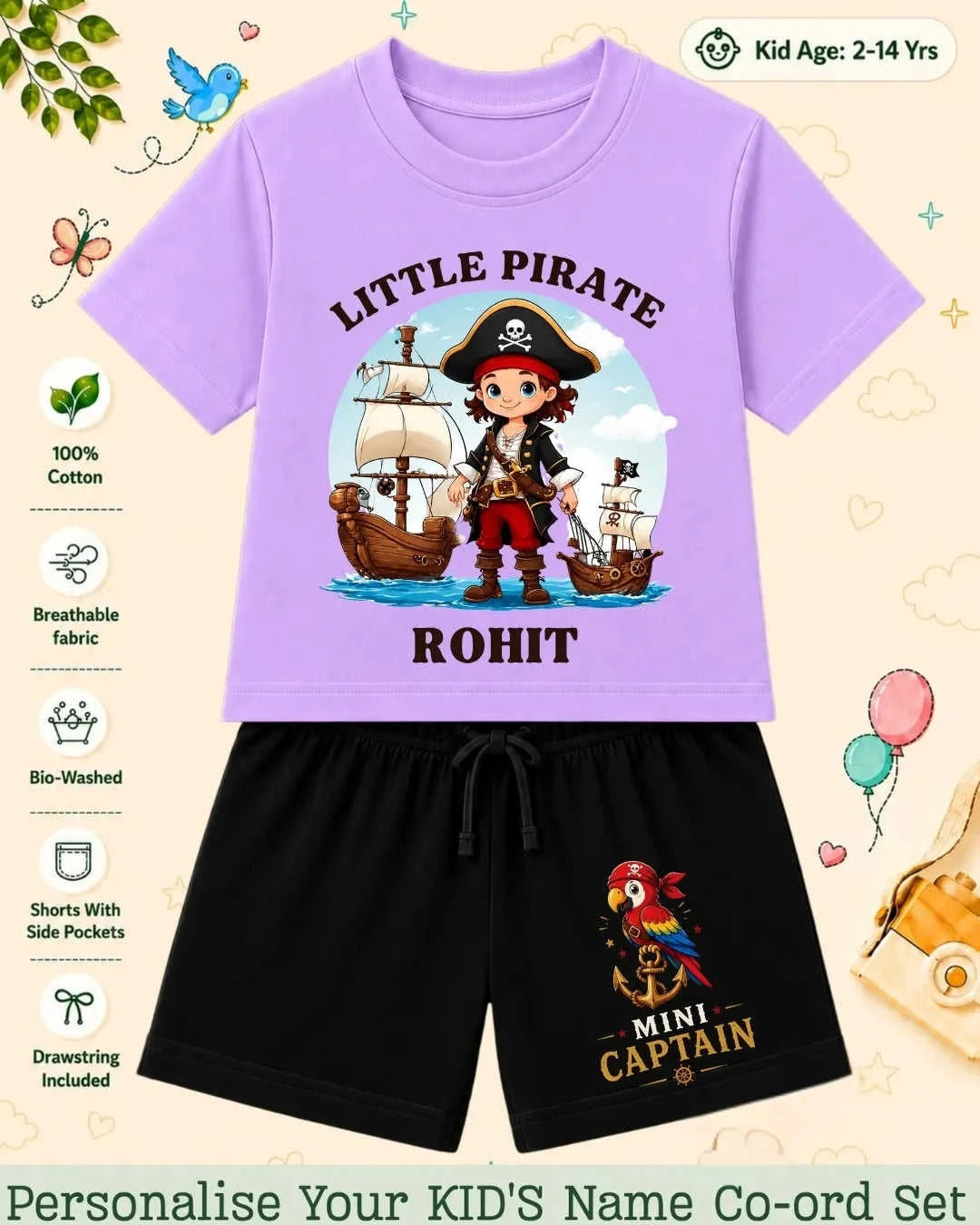 Pirates & Karate Theme Kid's Co-ord Set Swiftsoul