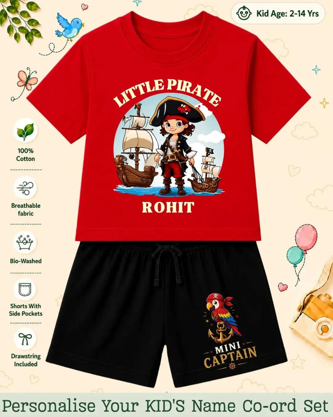 Pirates & Karate Theme Kid's Co-ord Set Swiftsoul