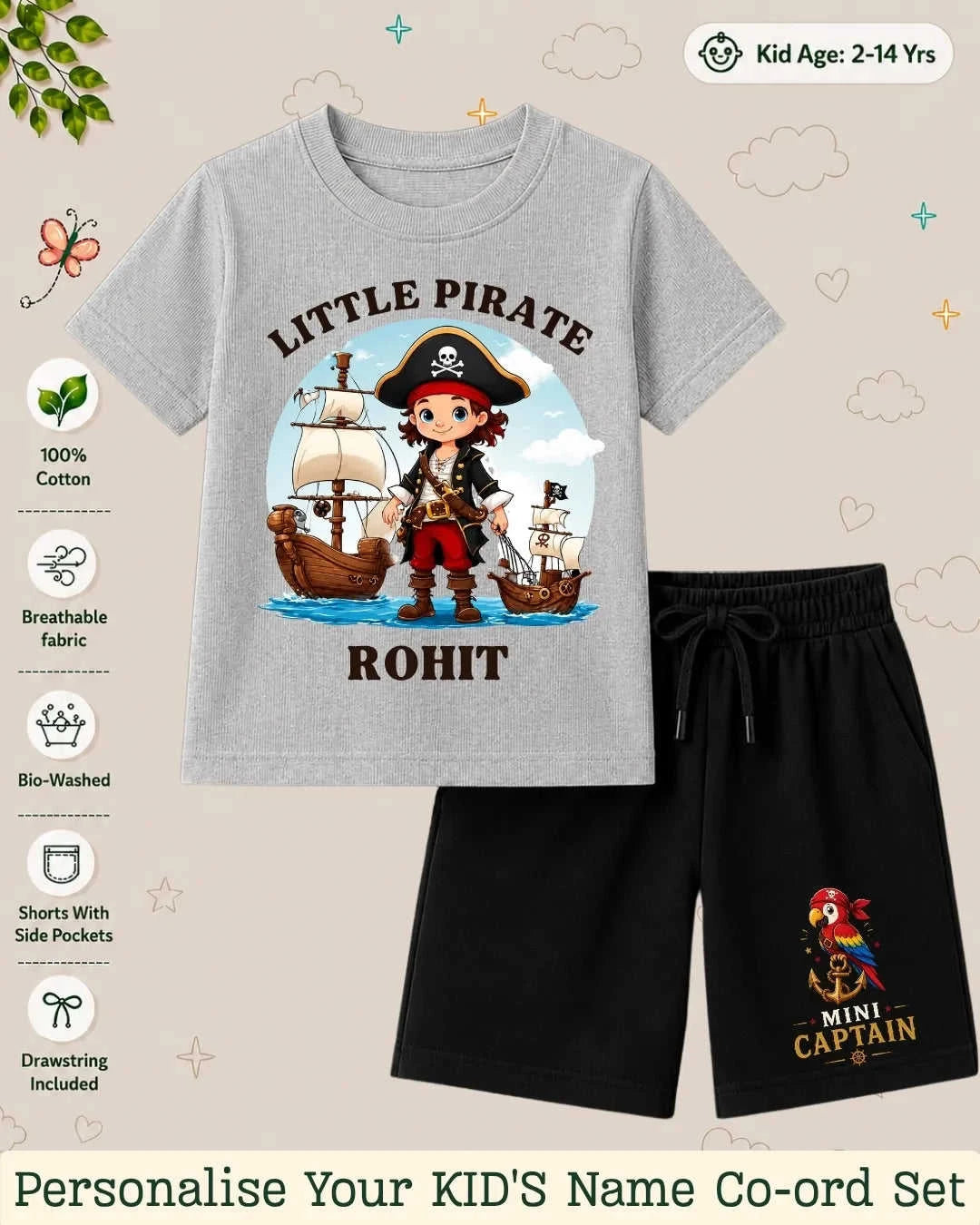 Pirates & Karate Theme Kid's Co-ord Set Swiftsoul