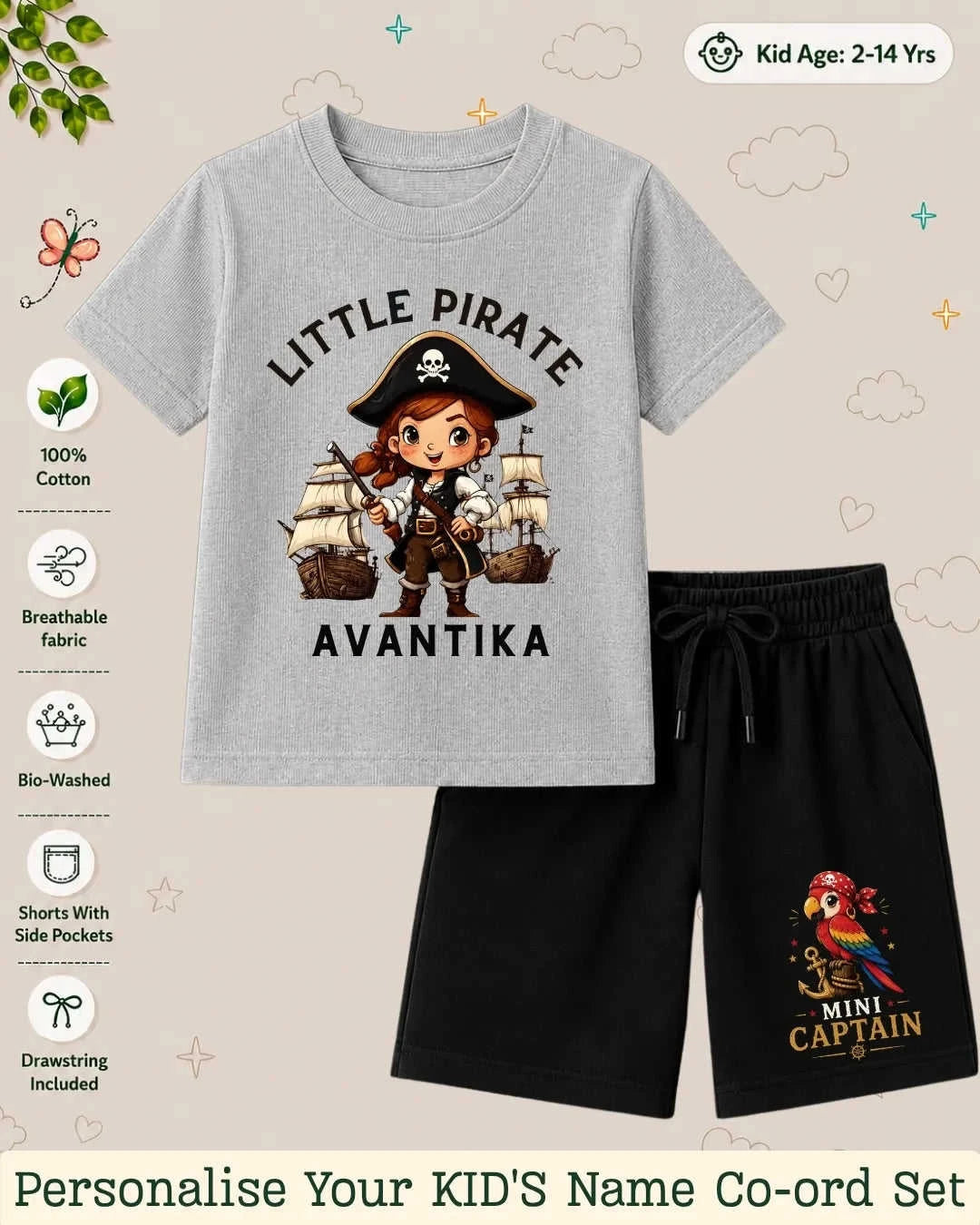 Pirates & Karate Theme Kid's Co-ord Set Swiftsoul
