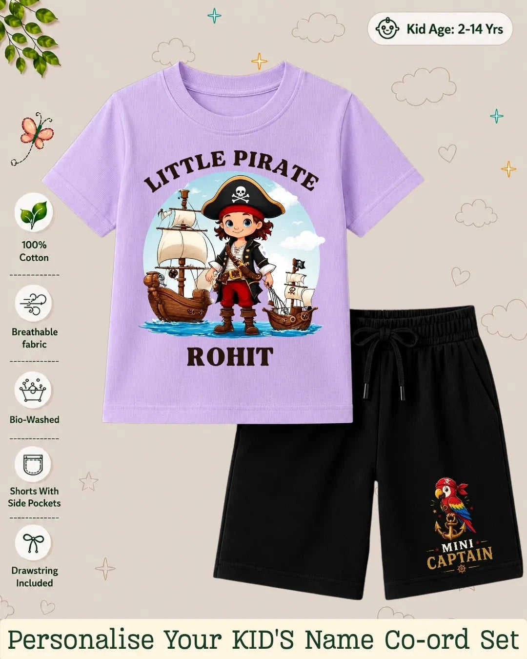 Pirates & Karate Theme Kid's Co-ord Set Swiftsoul