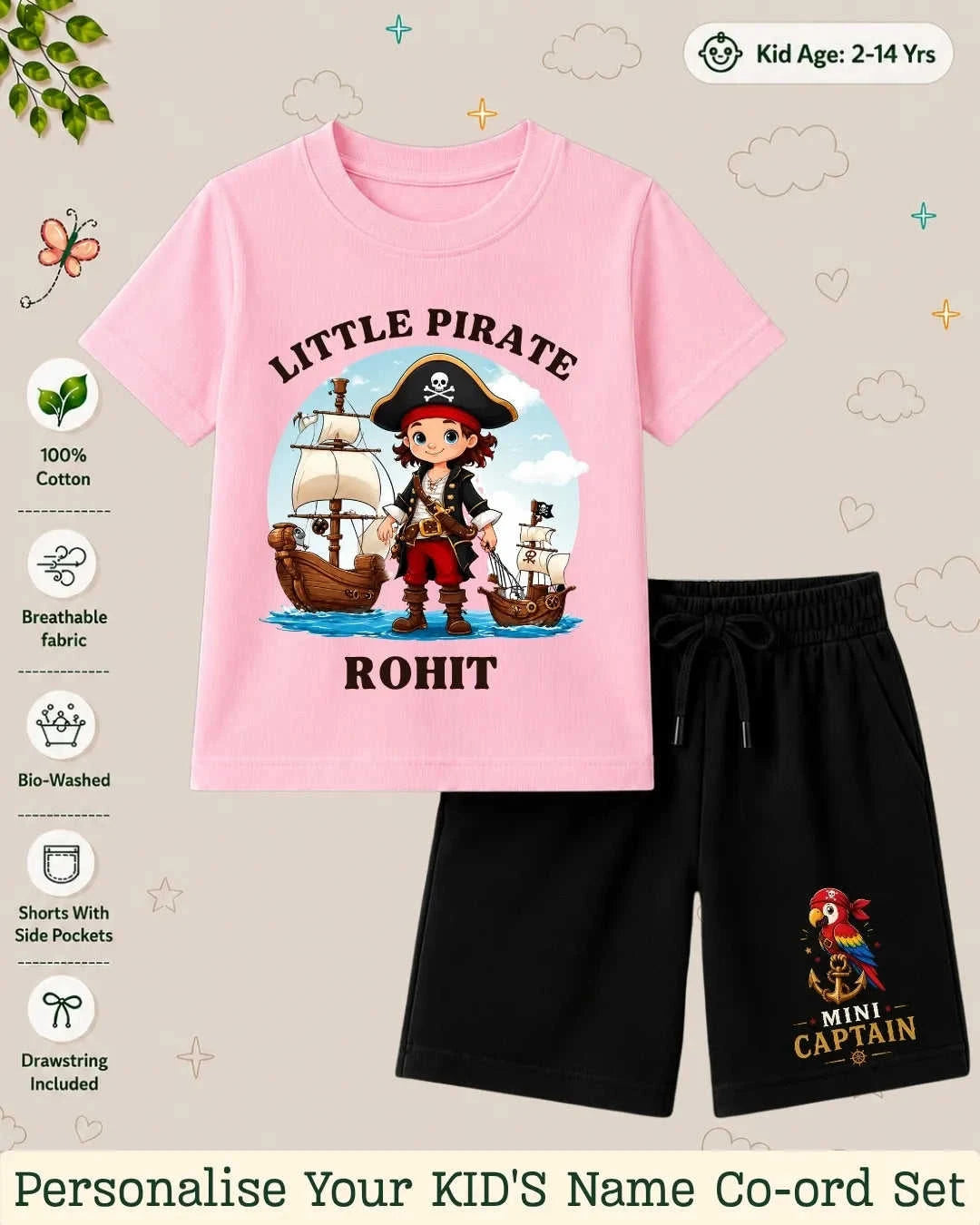Pirates & Karate Theme Kid's Co-ord Set Swiftsoul