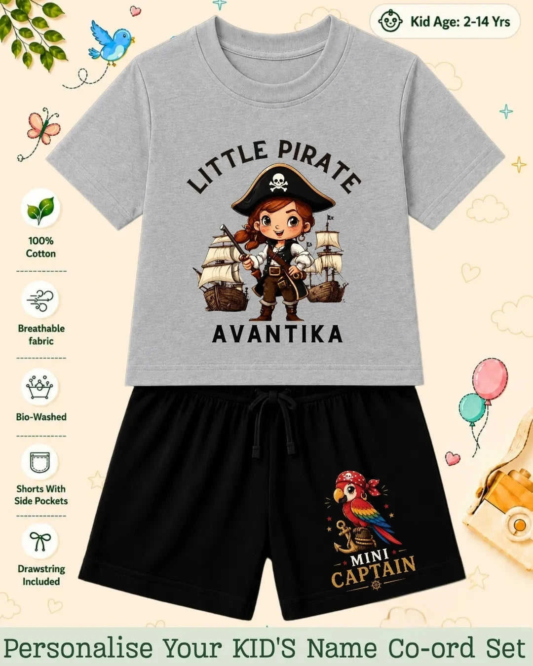 Pirates & Karate Theme Kid's Co-ord Set Swiftsoul