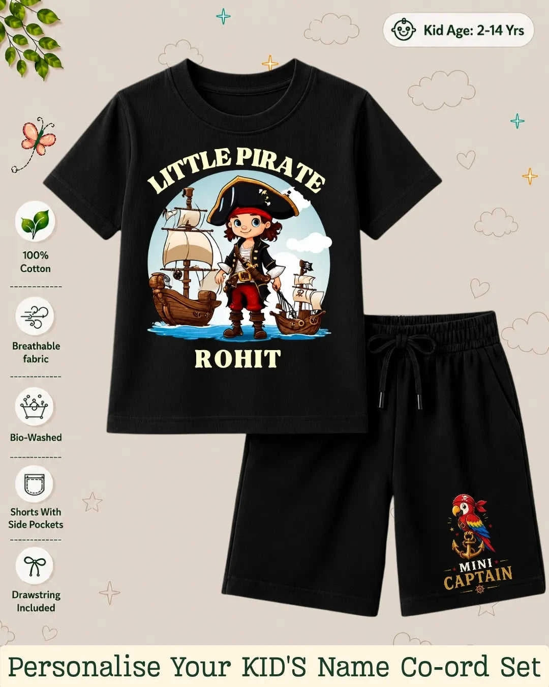 Pirates & Karate Theme Kid's Co-ord Set Swiftsoul