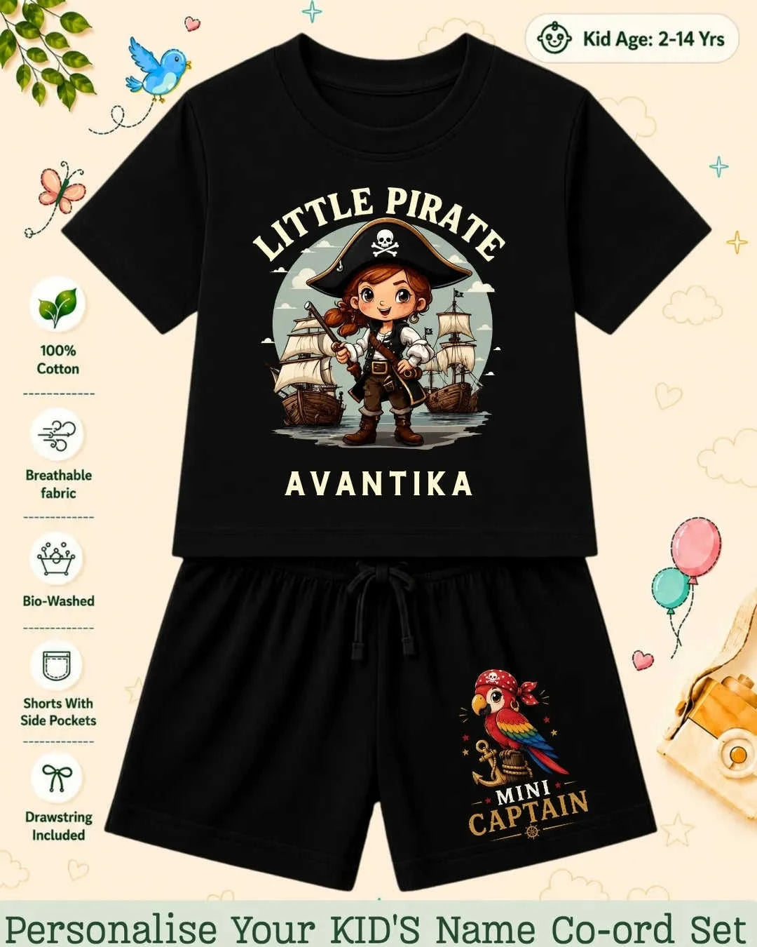 Pirates & Karate Theme Kid's Co-ord Set Swiftsoul