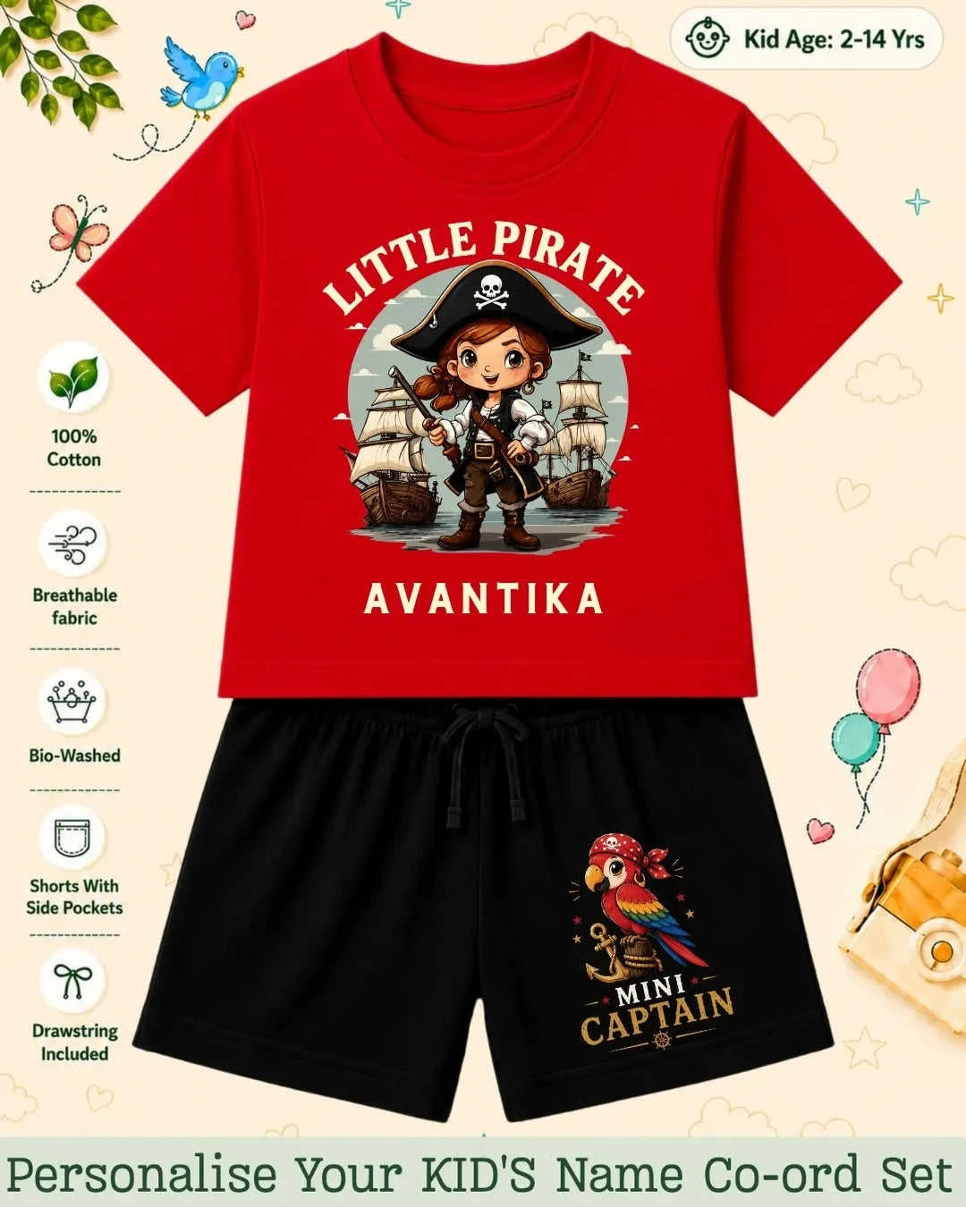 Pirates & Karate Theme Kid's Co-ord Set Swiftsoul