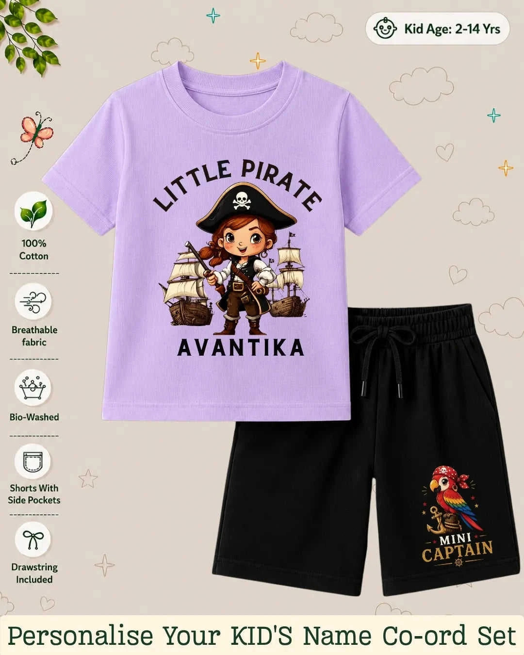 Pirates & Karate Theme Kid's Co-ord Set Swiftsoul