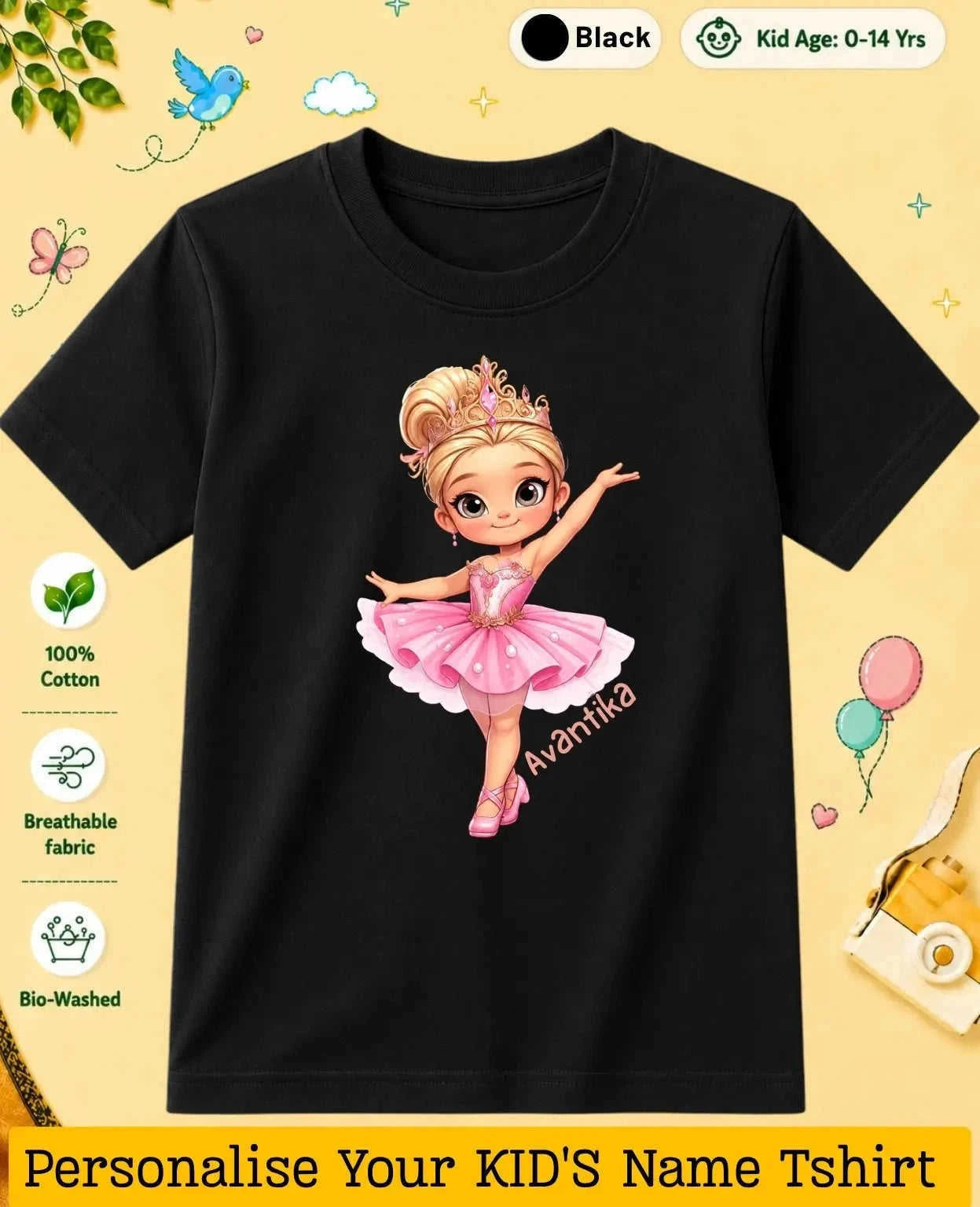 Princess Custom Kid Cotton Tshirt Swiftsoul