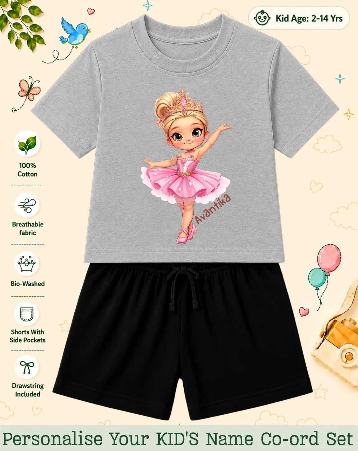 Princess Kid's Custom Co-ord Set. Swiftsoul
