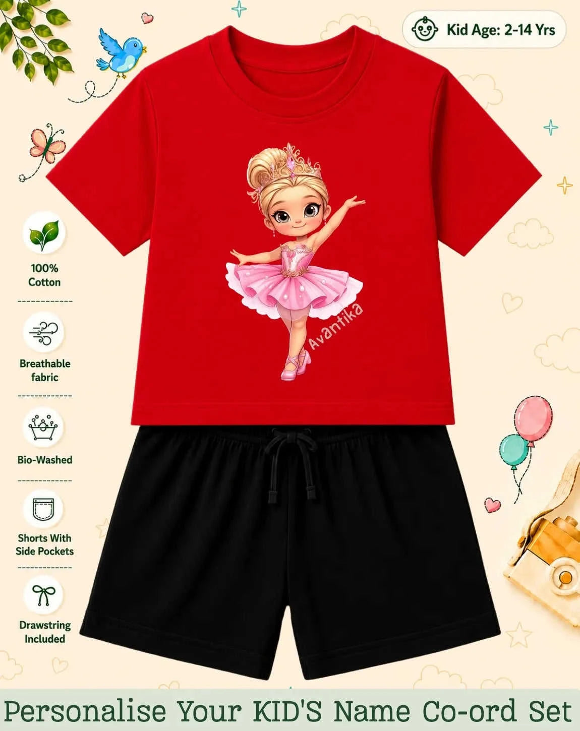 Princess Kid's Custom Co-ord Set. Swiftsoul