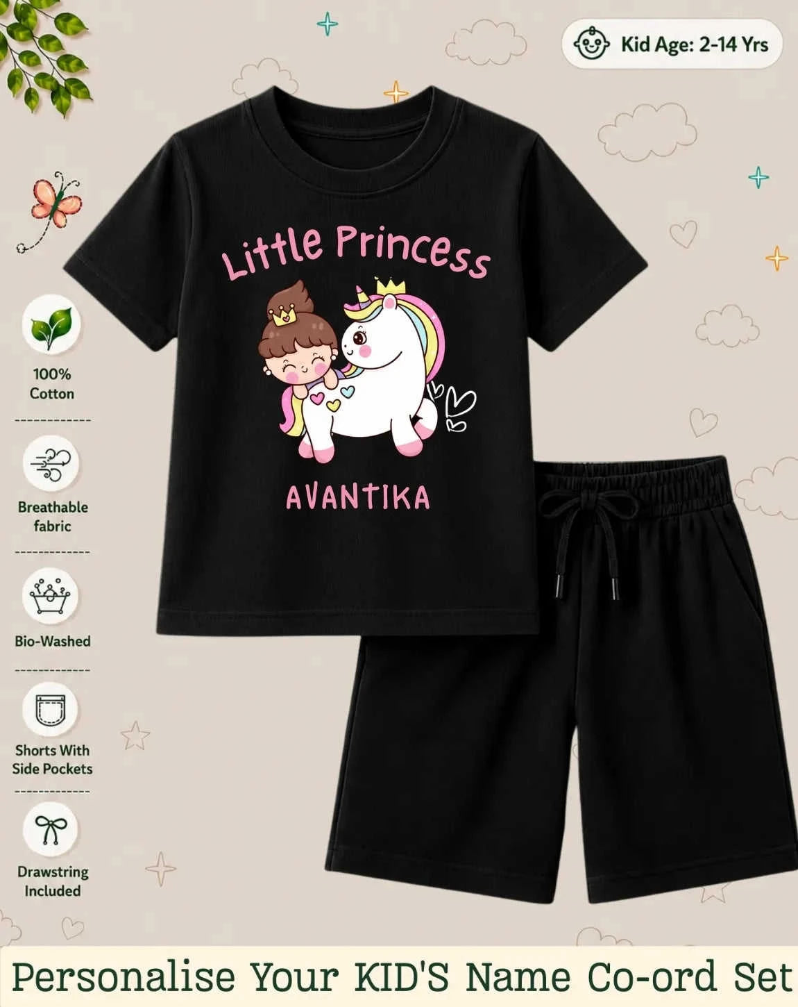 Princess Kid's Custom Co-ord Set. Swiftsoul