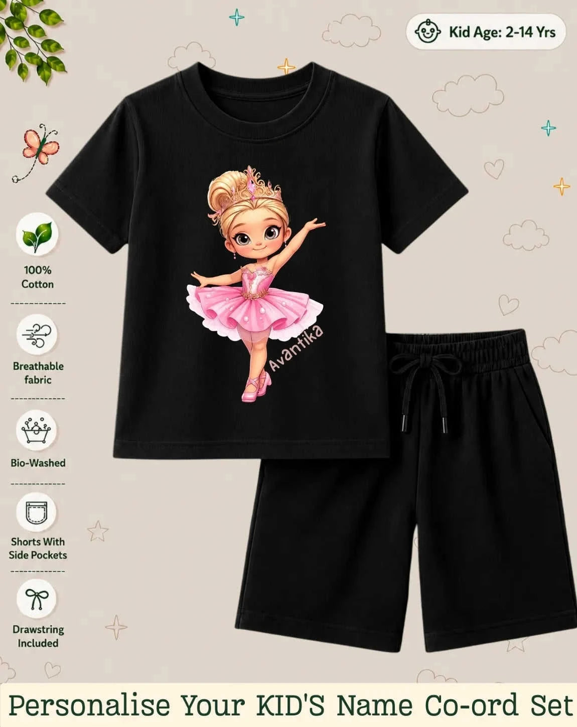 Princess Kid's Custom Co-ord Set. Swiftsoul