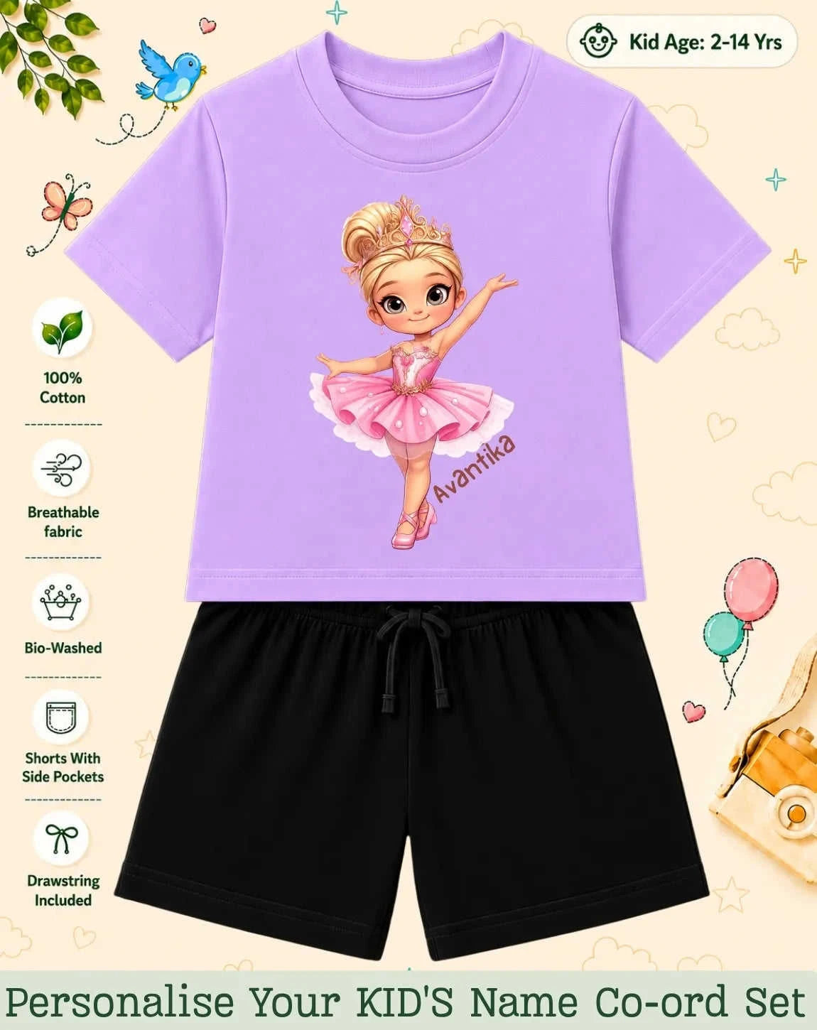 Princess Kid's Custom Co-ord Set. Swiftsoul