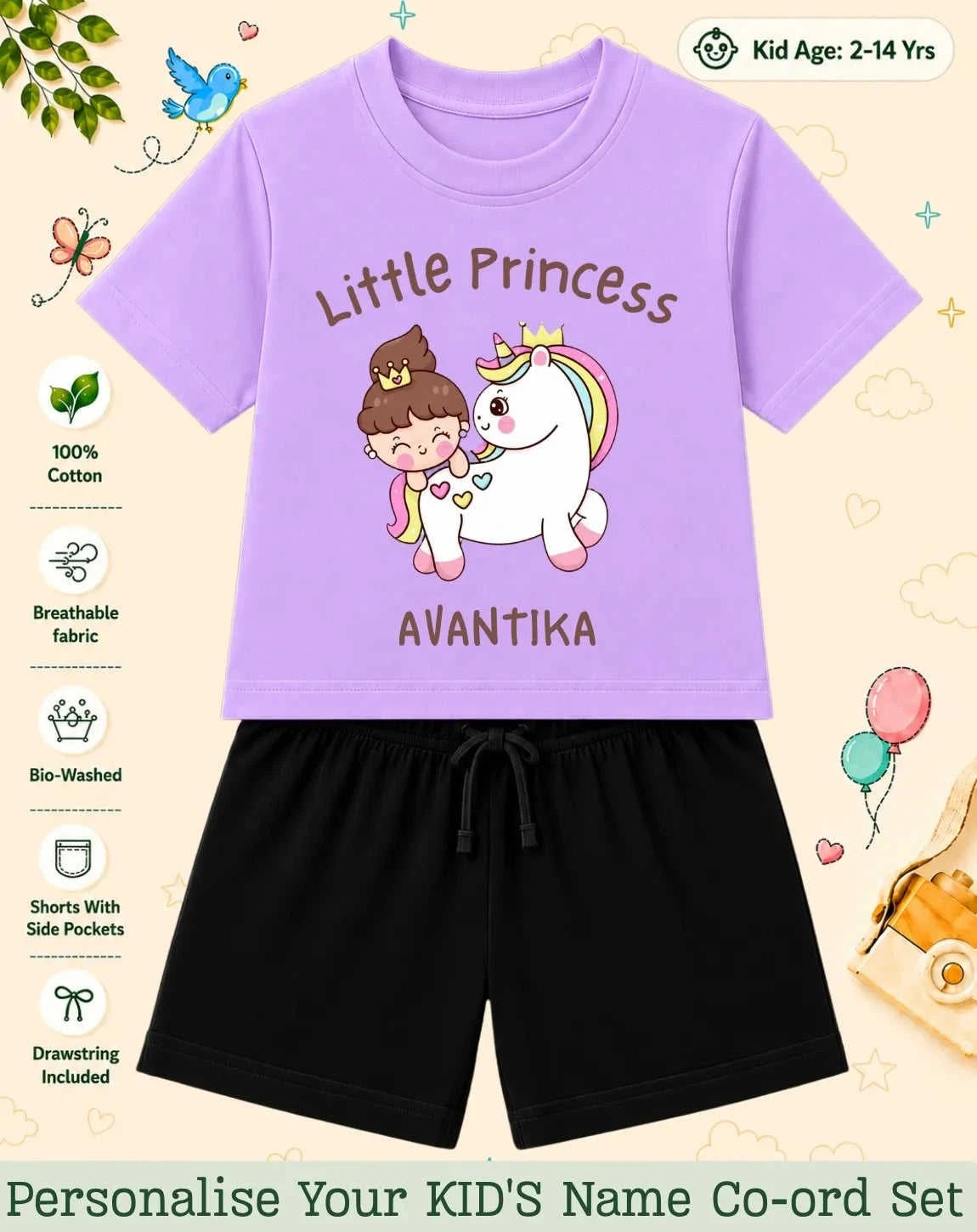 Princess Kid's Custom Co-ord Set. Swiftsoul