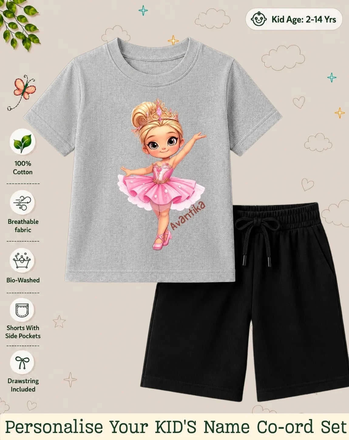 Princess Kid's Custom Co-ord Set. Swiftsoul