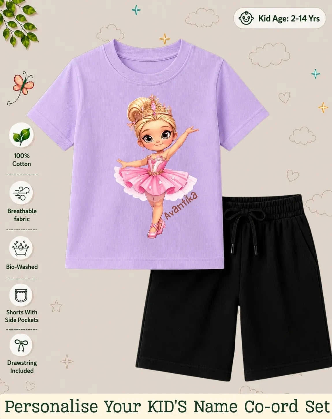 Princess Kid's Custom Co-ord Set. Swiftsoul