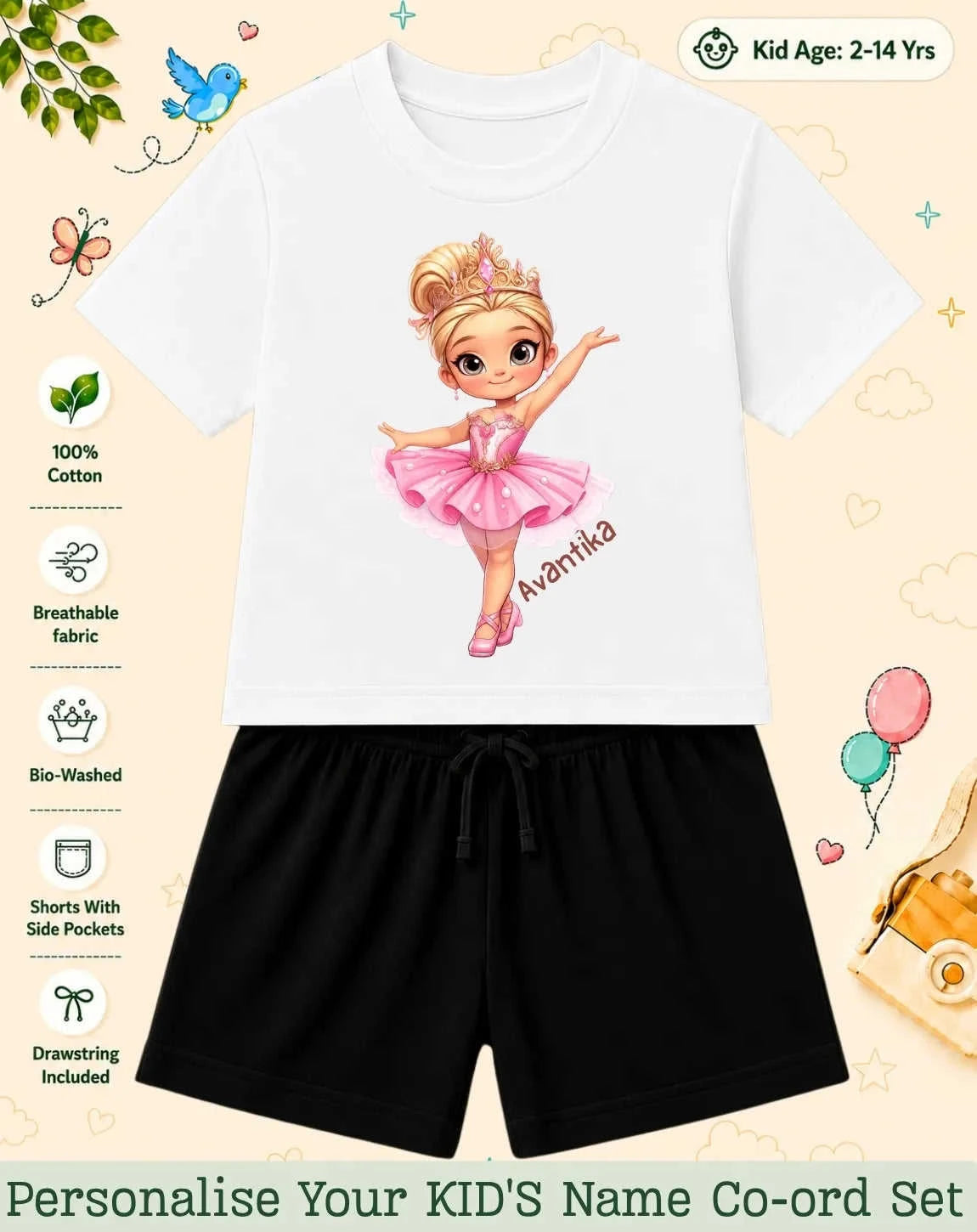 Princess Kid's Custom Co-ord Set. Swiftsoul