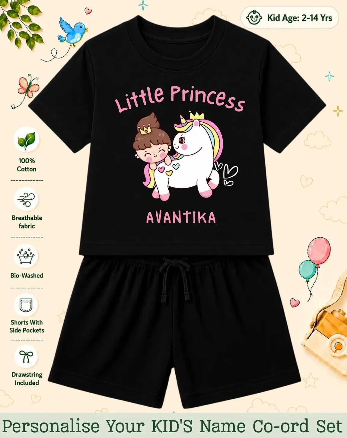 Princess Kid's Custom Co-ord Set. Swiftsoul