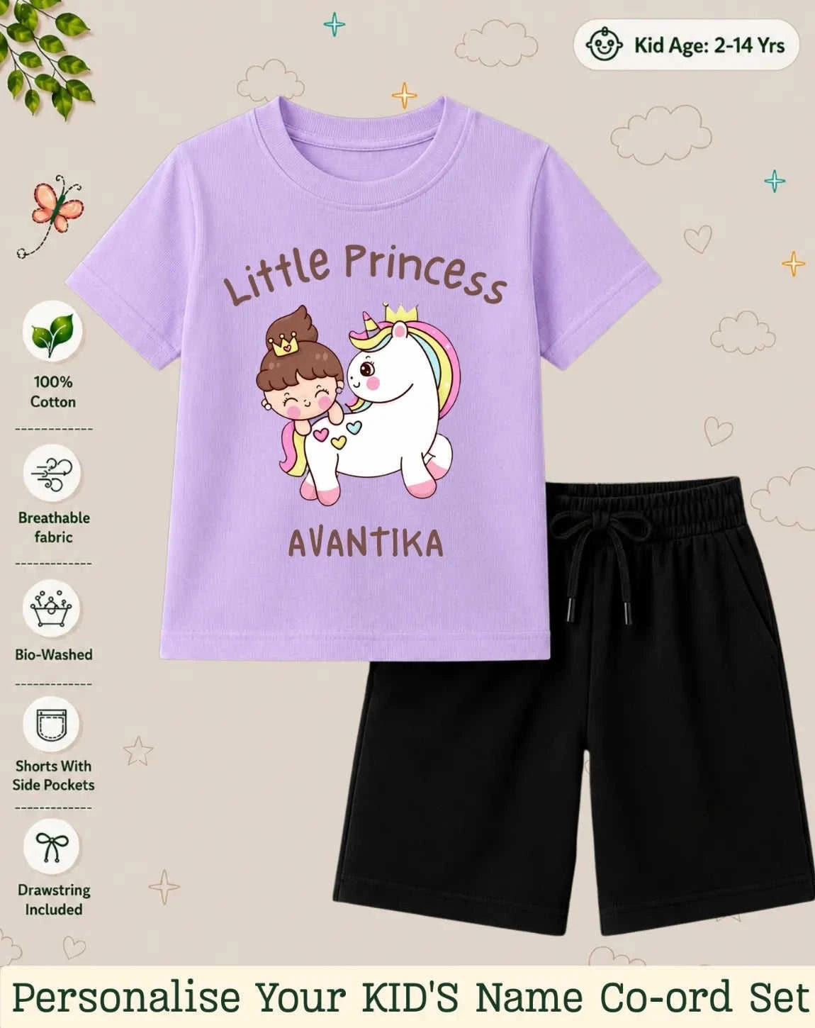 Princess Kid's Custom Co-ord Set. Swiftsoul