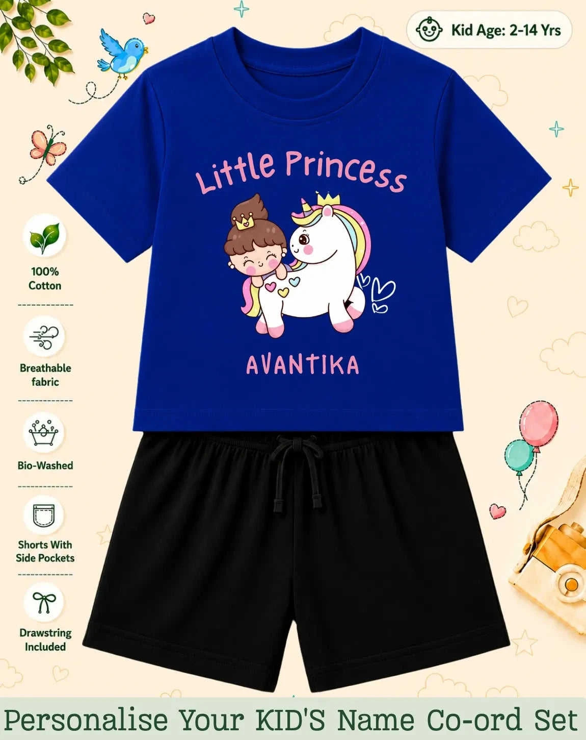 Princess Kid's Custom Co-ord Set. Swiftsoul