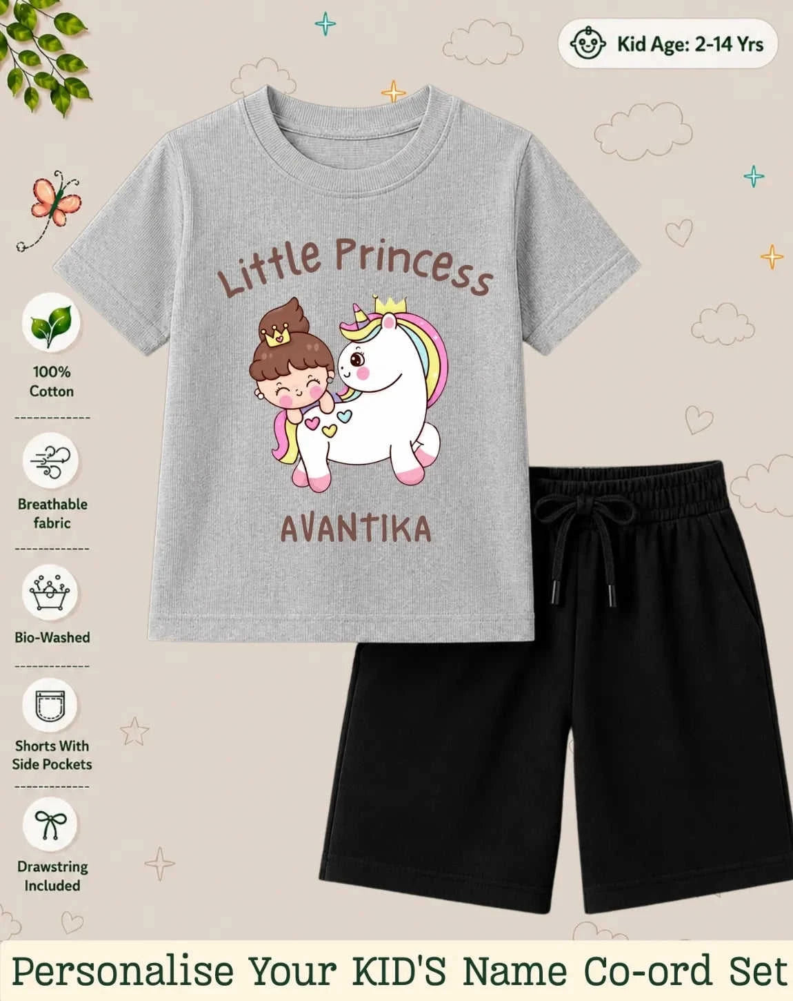 Princess Kid's Custom Co-ord Set. Swiftsoul