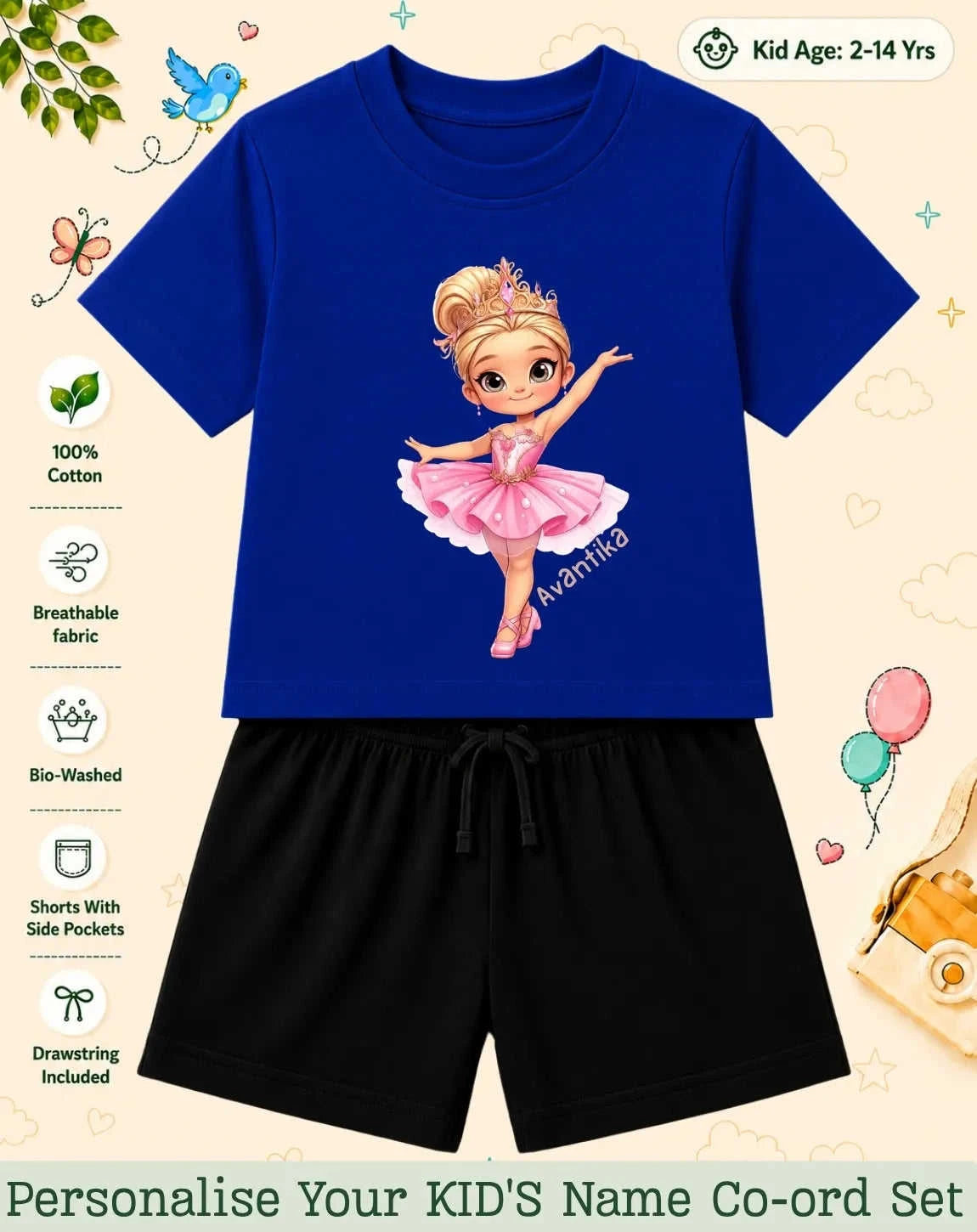 Princess Kid's Custom Co-ord Set. Swiftsoul
