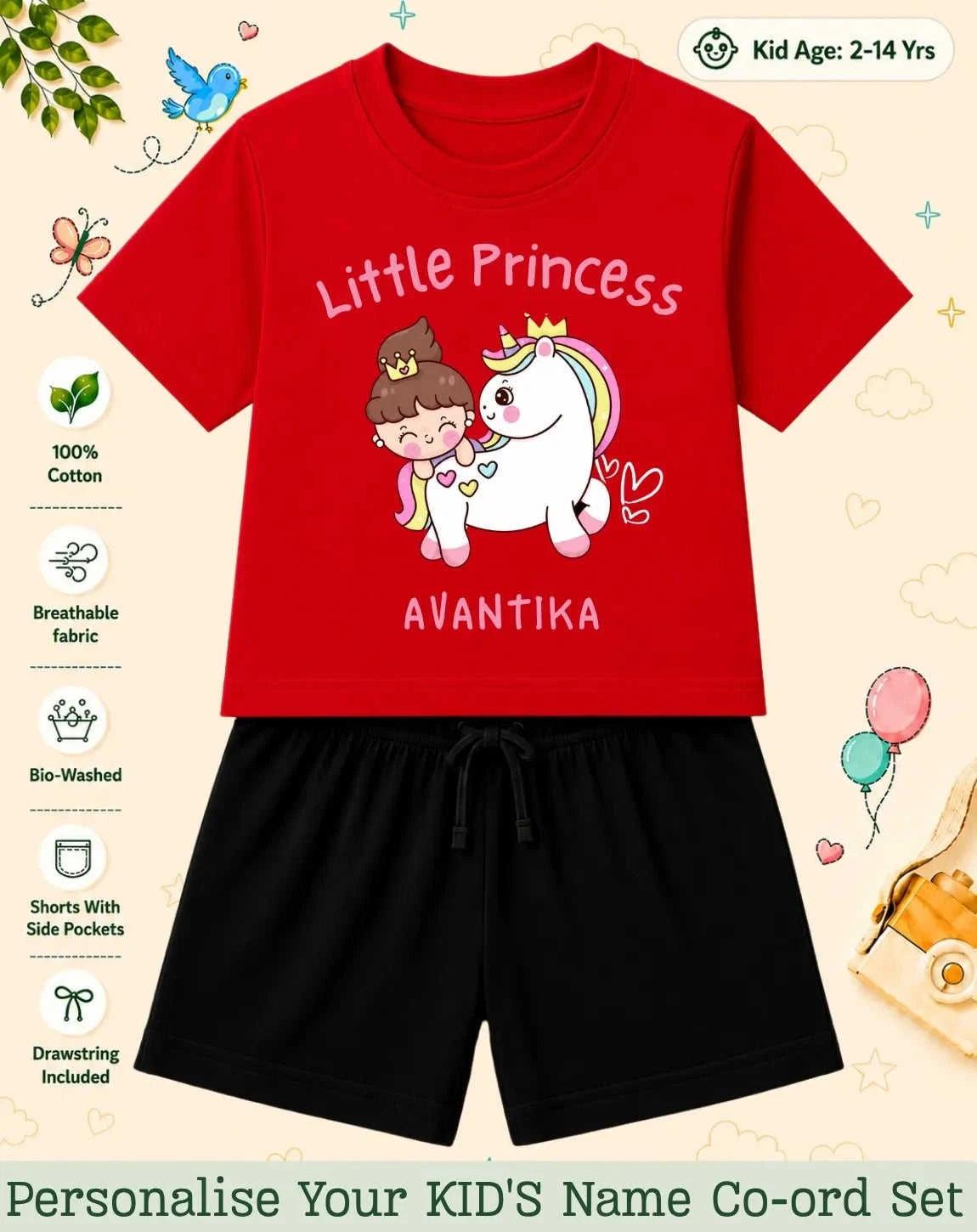 Princess Kid's Custom Co-ord Set. Swiftsoul