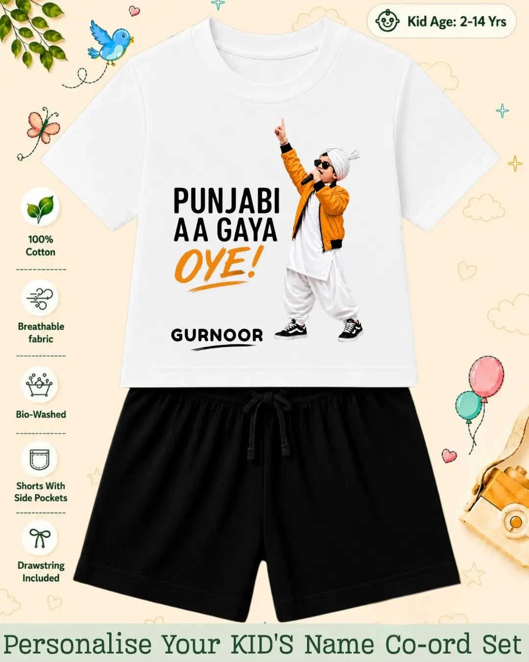 Proud Punjabi Custom Kid Co-ord Set Swiftsoul