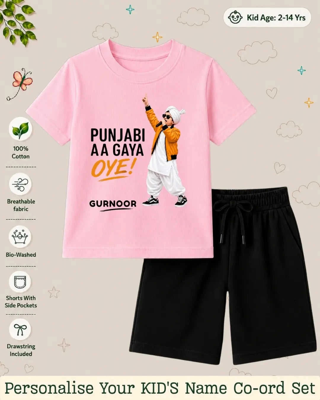 Proud Punjabi Custom Kid Co-ord Set Swiftsoul